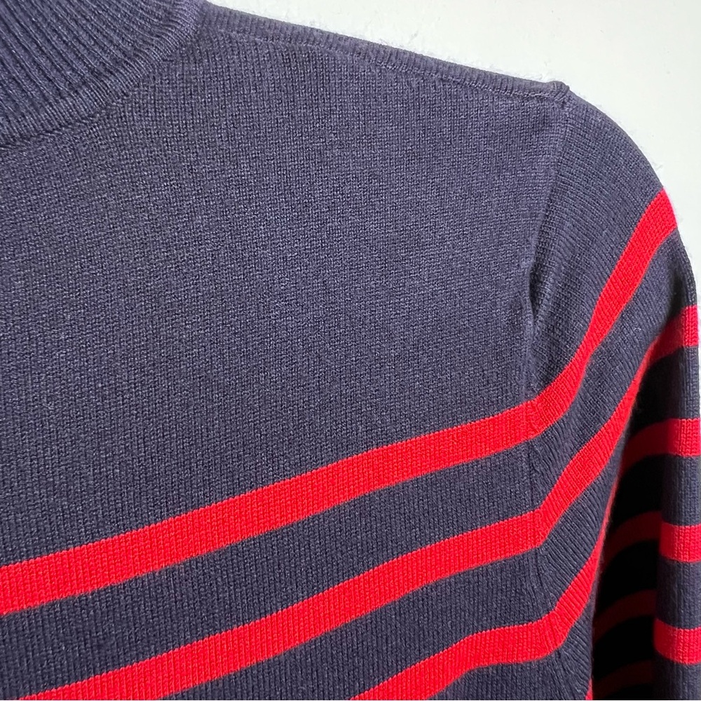 1901 Nordstrom French Striped Mock Neck Knit Dress Navy/Red Size S - Picture 16 of 16